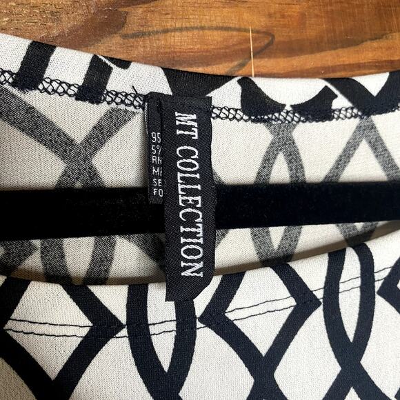 MT Collection black and white pattern tunic dress size Large - Picture 2 of 4